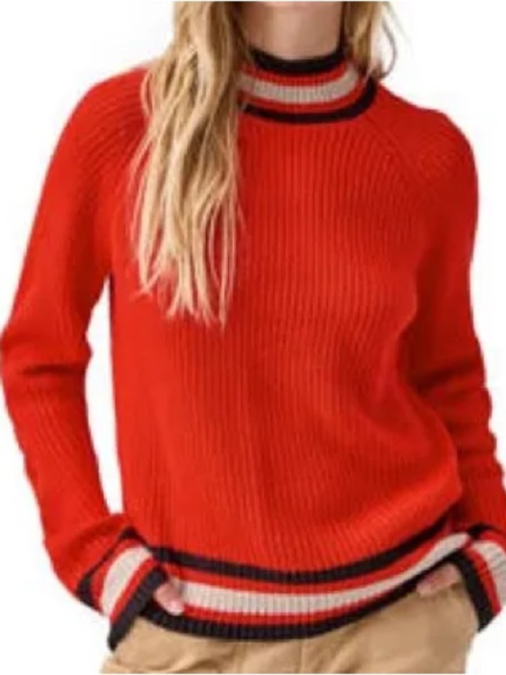 Sanctuary Crewneck Sweater with Striped Trim